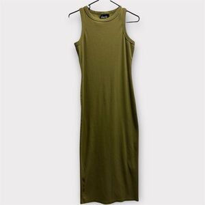 Fancy Homebody Signature Ribbed Tank Dress, Olive, XL